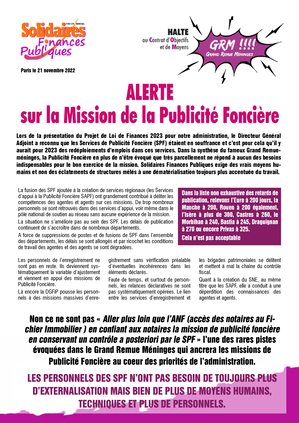 Alerte sur la Mission de la Publicité Foncière