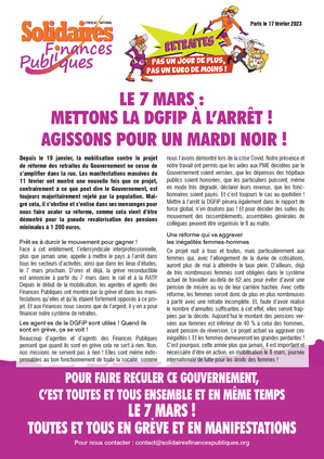 Tract - LE 7 MARS : METTONS LA DGFIP À L’ARRÊT ! AGISSONS POUR UN MARDI NOIR !