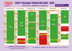 Calendrier techniciens géomètres stagiaires